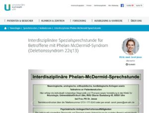 Interdisziplinäre Spezialsprechstunde für Betroffene mit Phelan McDermid-Syndrom